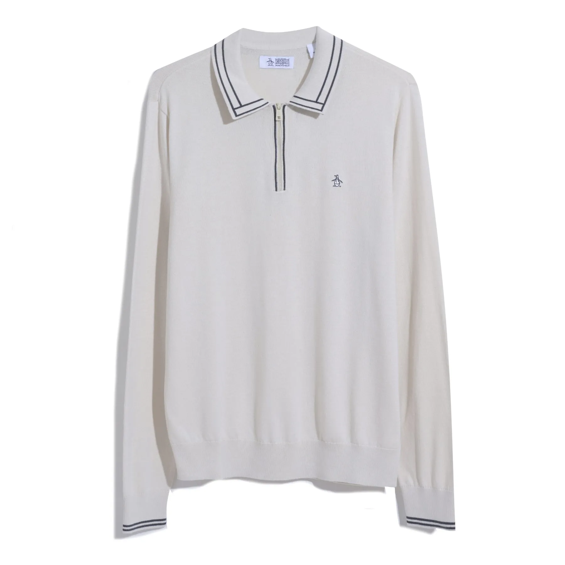 1/4 Zip Cotton Sweater Polo Shirt In Birch