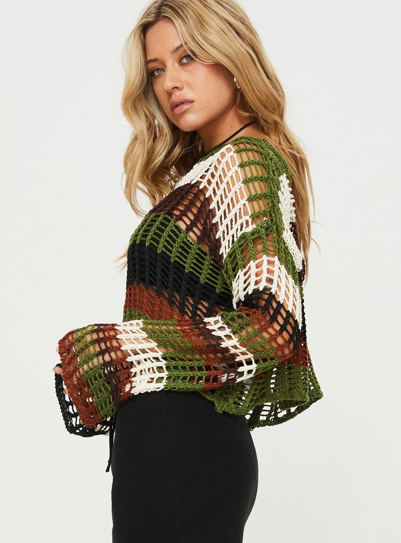 Baizen Knit Sweater Sage Multi