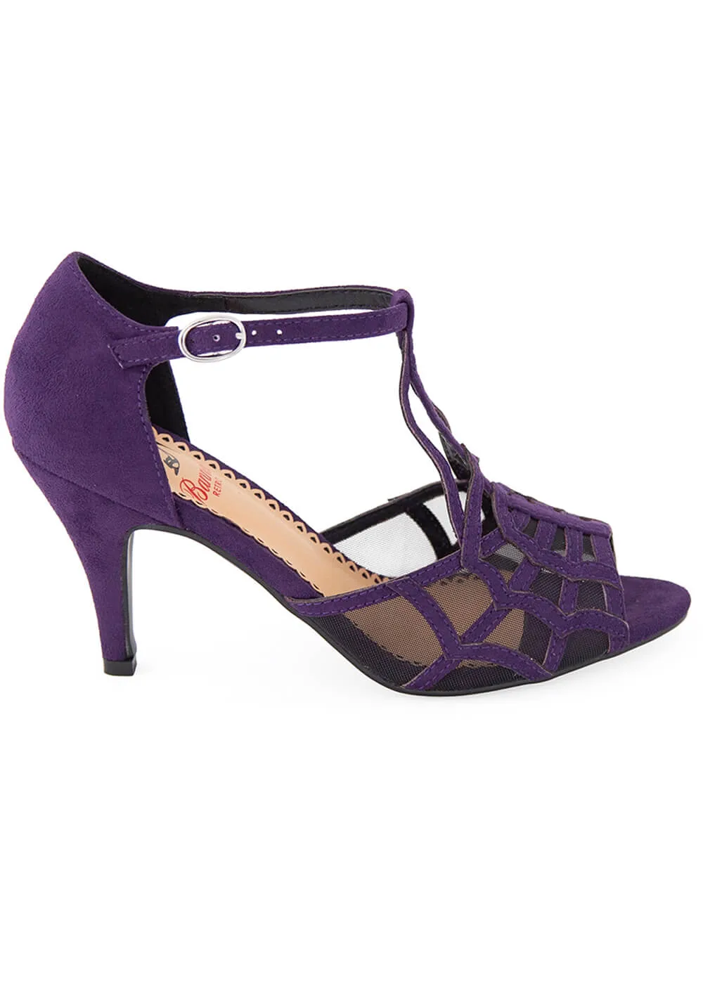 Banned Black Widow Spiderweb 50's Pumps Purple