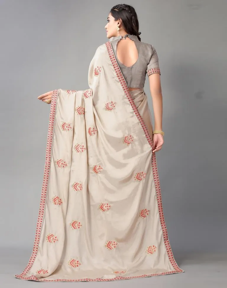 Beige Embroidery Saree