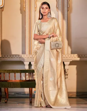 Beige Kanjivaram Saree