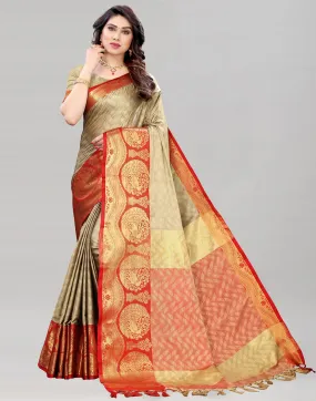 Beige Silk Saree