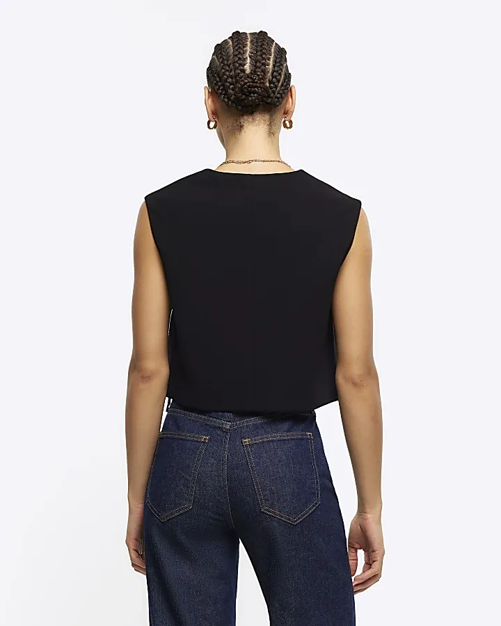 Black Cropped Waistcoat