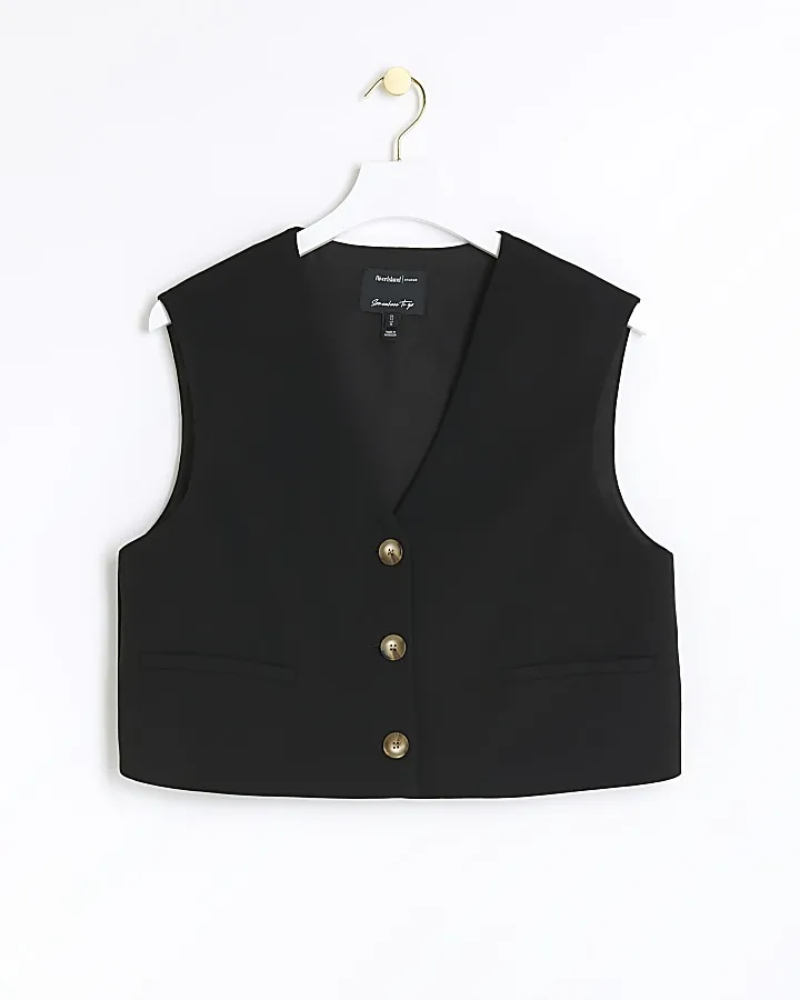 Black Cropped Waistcoat