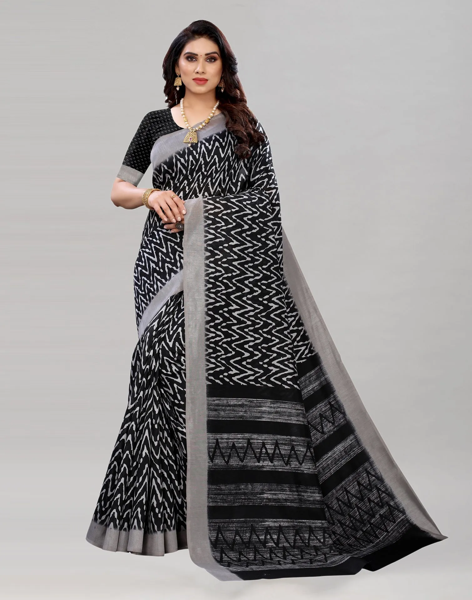 Black Printed Saree