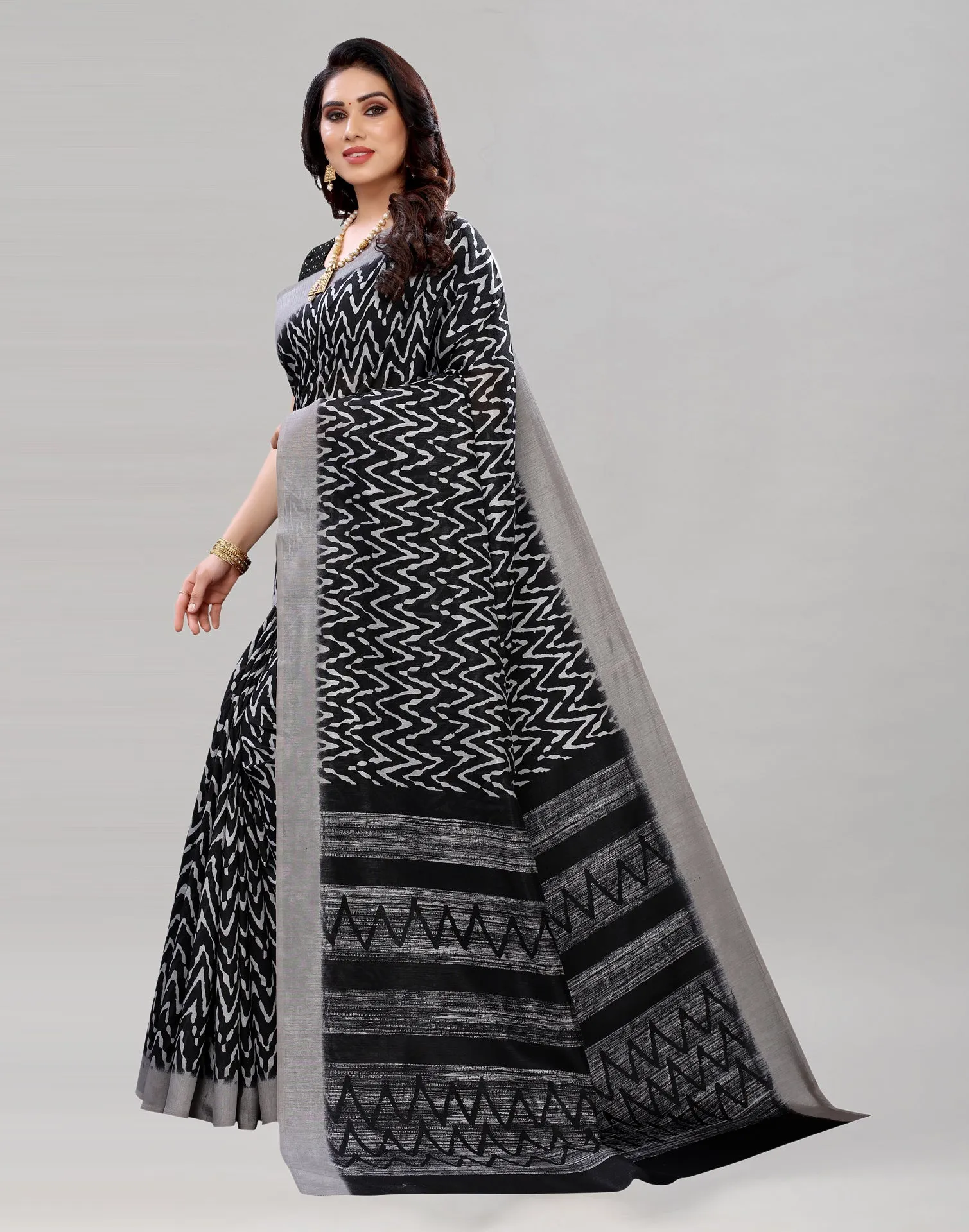 Black Printed Saree