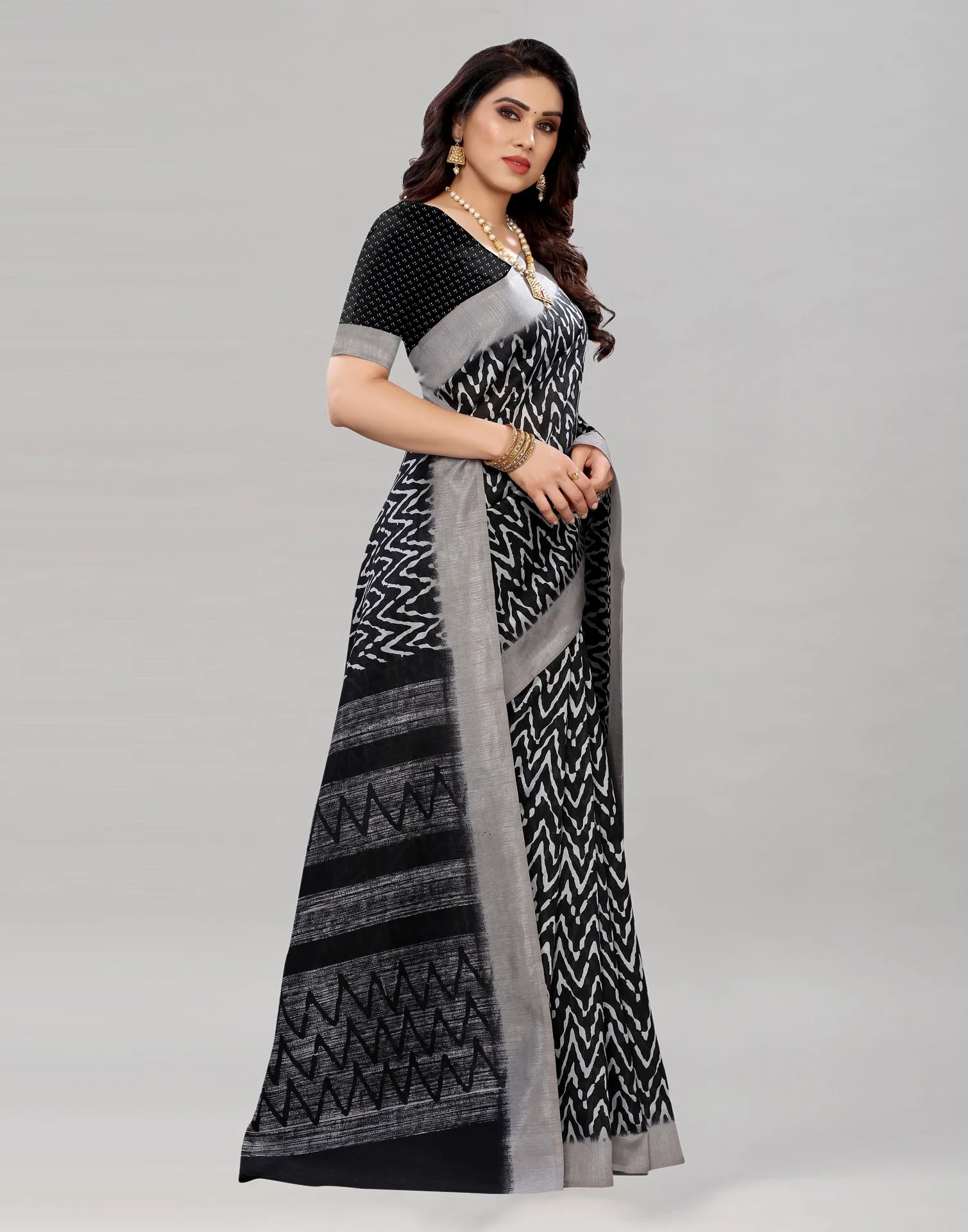 Black Printed Saree