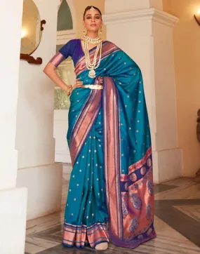 Blue Silk Woven Sarees