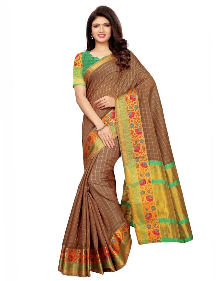 Brown Banarasi Silk Saree