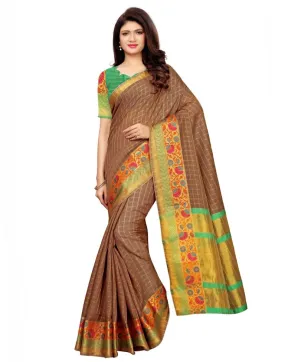 Brown Banarasi Silk Saree