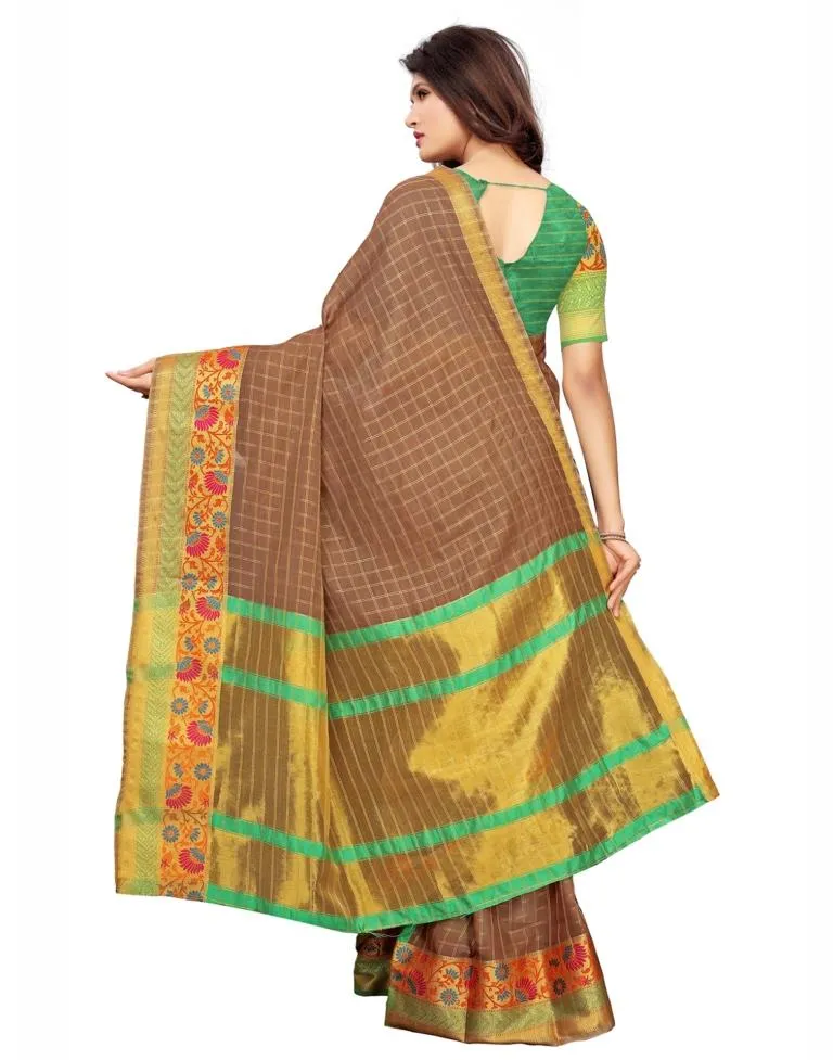 Brown Banarasi Silk Saree