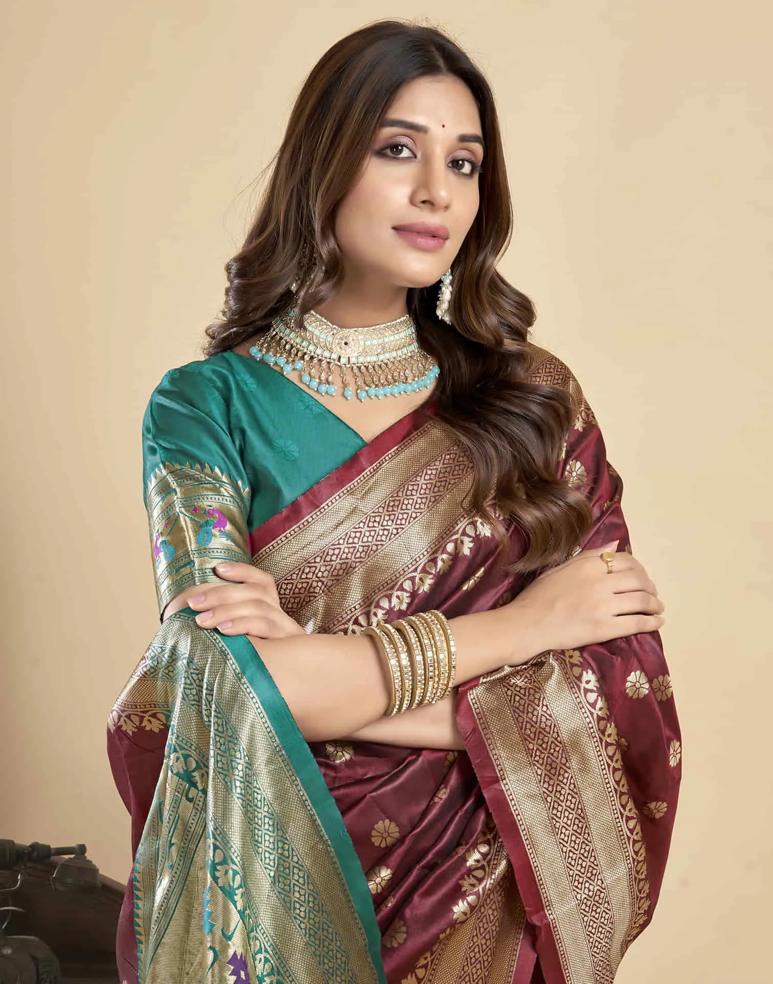 Brown Silk Woven Paithani Saree