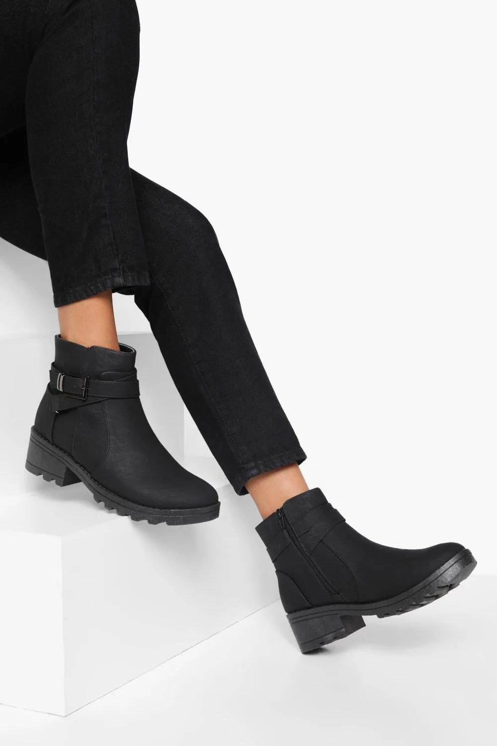 Buckle Detail Chunky Chelsea Boots