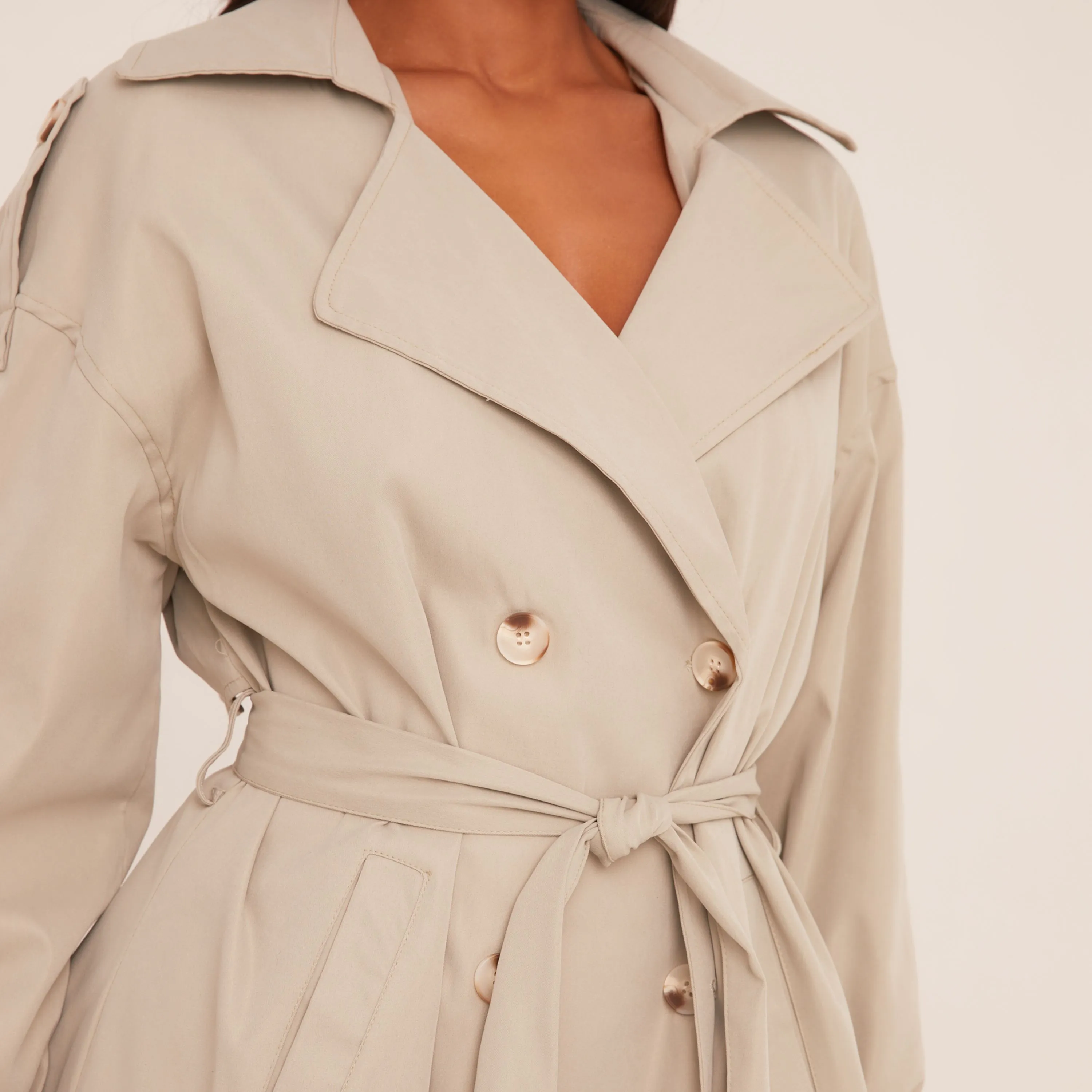 Button Front Trench Coat In Sage Green