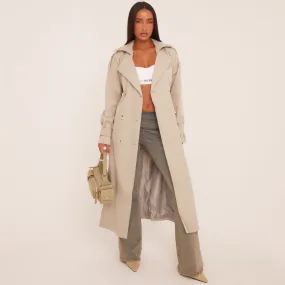 Button Front Trench Coat In Sage Green