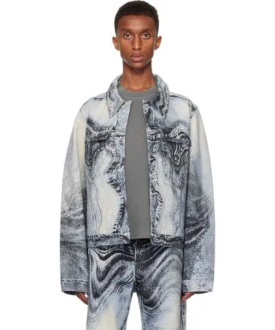 Camper Blue Distorted Print Denim Jacket