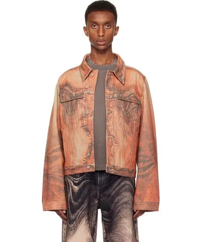 Camper Orange Distorted Print Denim Jacket