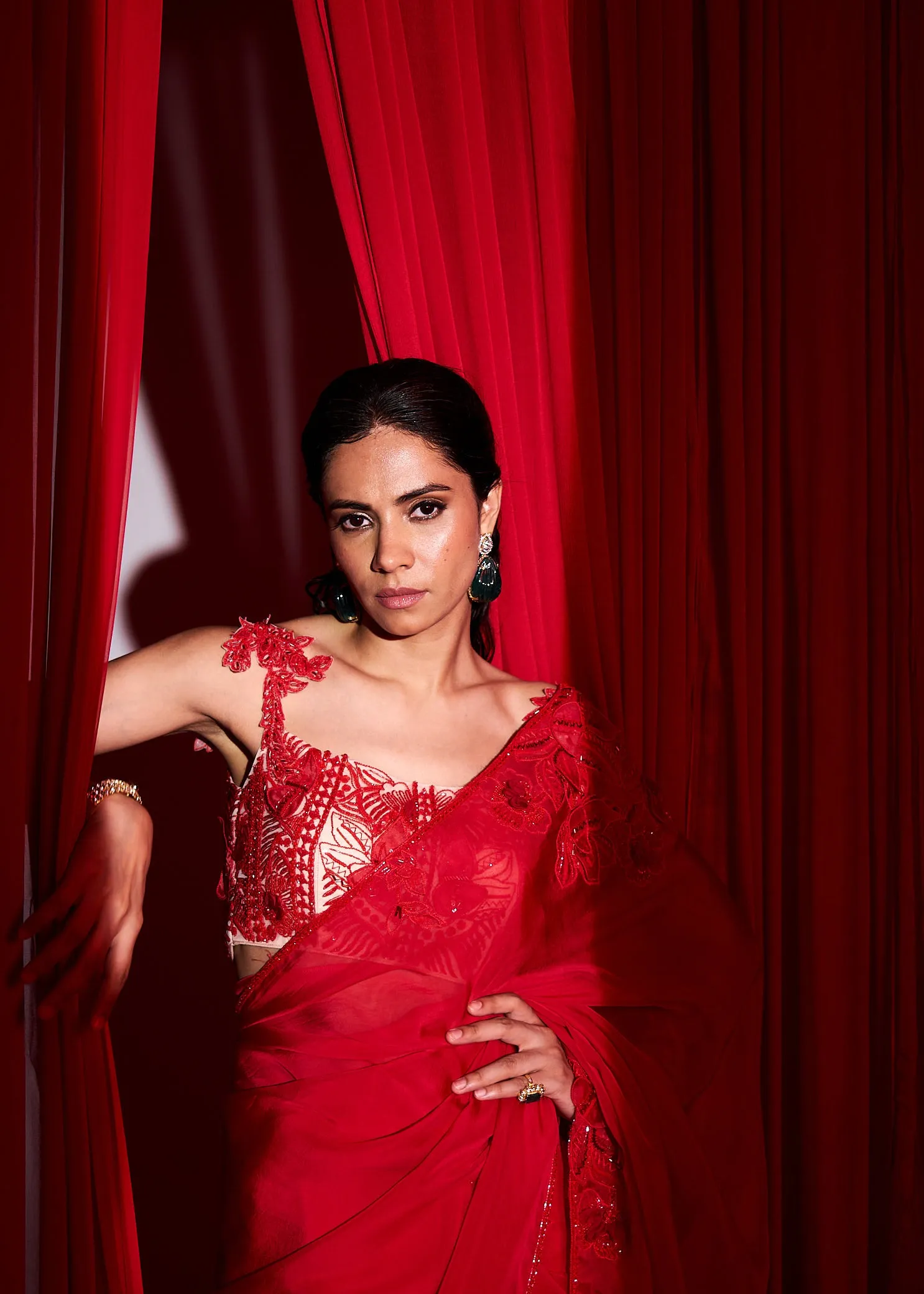 CAROLINE SAREE - SCARLET