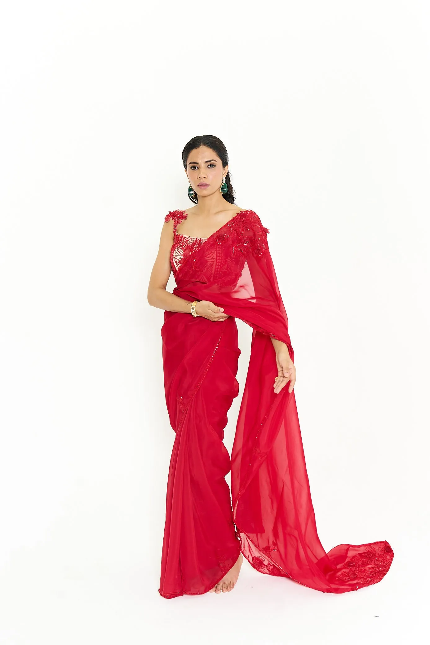 CAROLINE SAREE - SCARLET