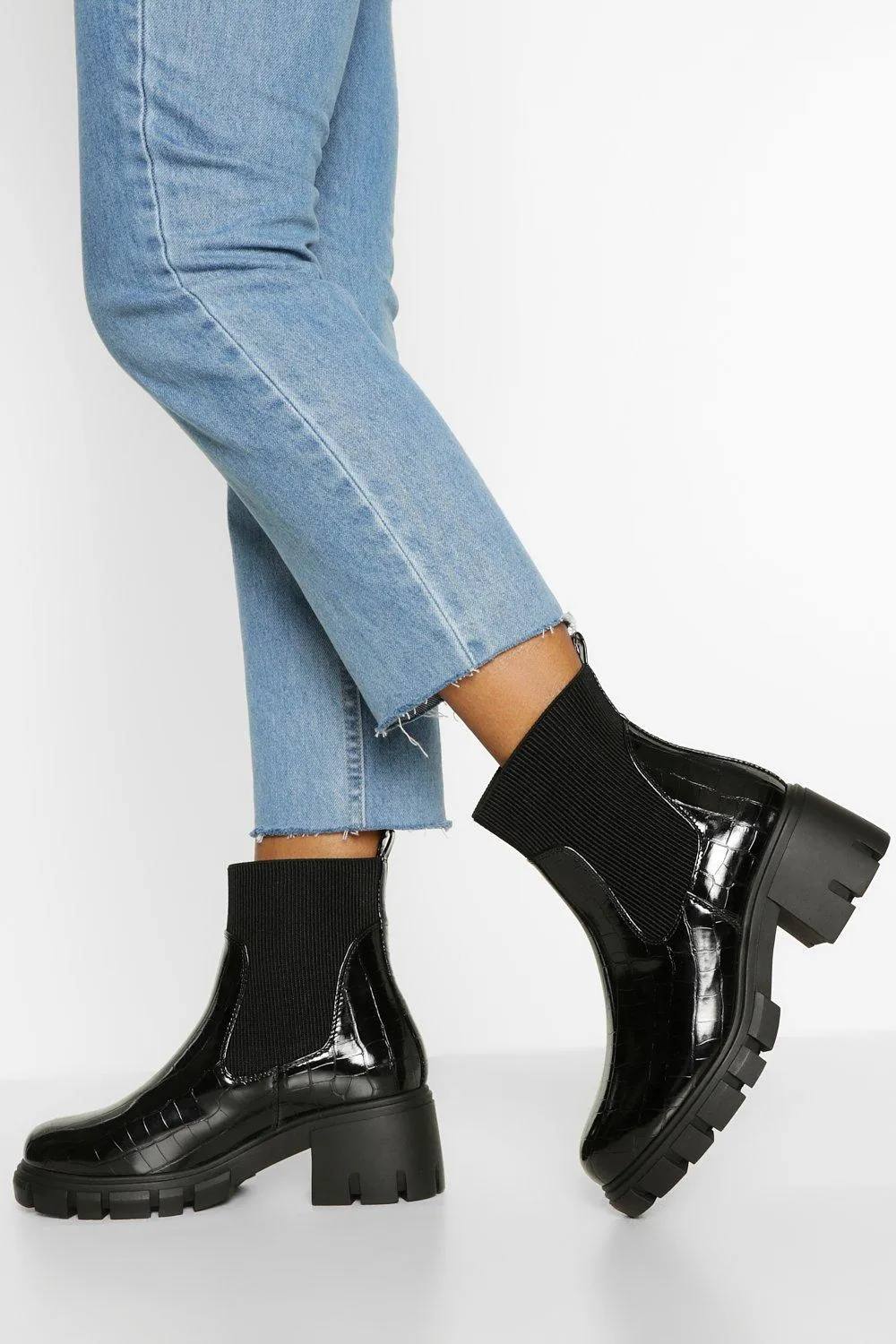 Chunky Block Heel Chelsea Boots