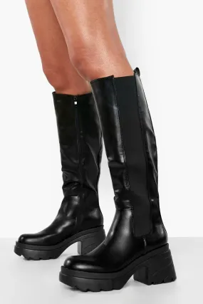 Chunky Knee High Chelsea Boots