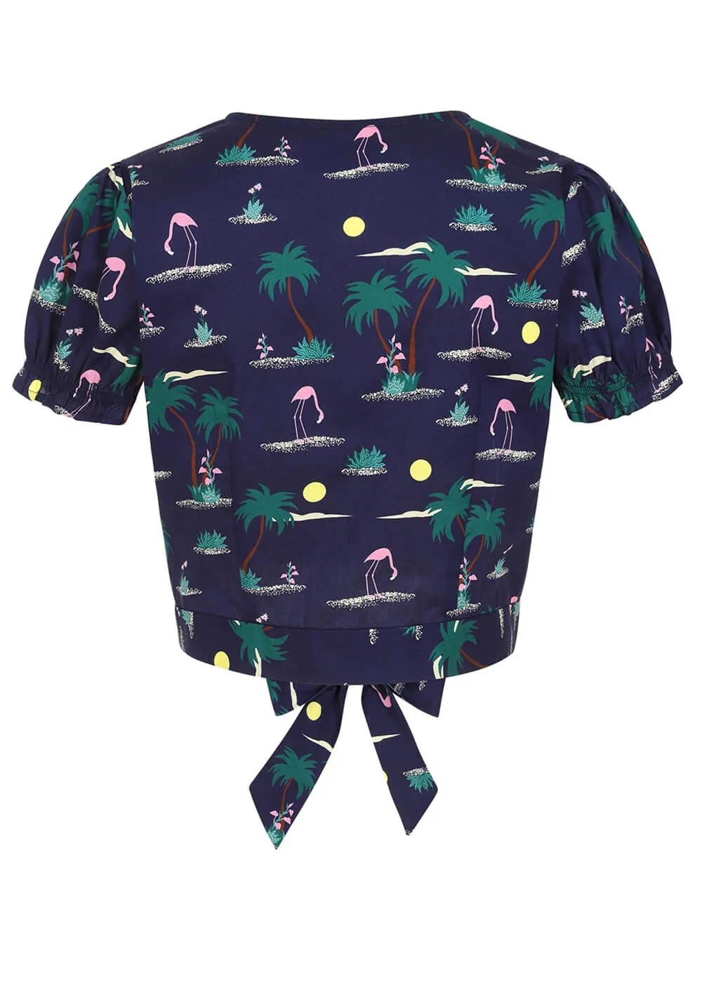 Collectif Misty Flamingo Palm 50's Blouse Navy