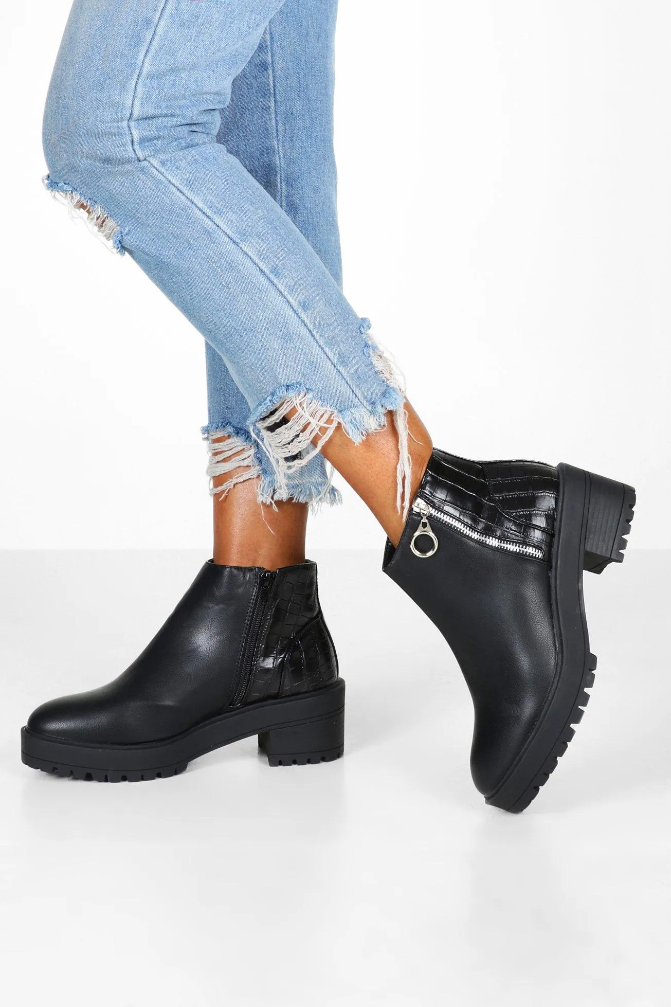 Croc Back Chunky Chelsea Boots