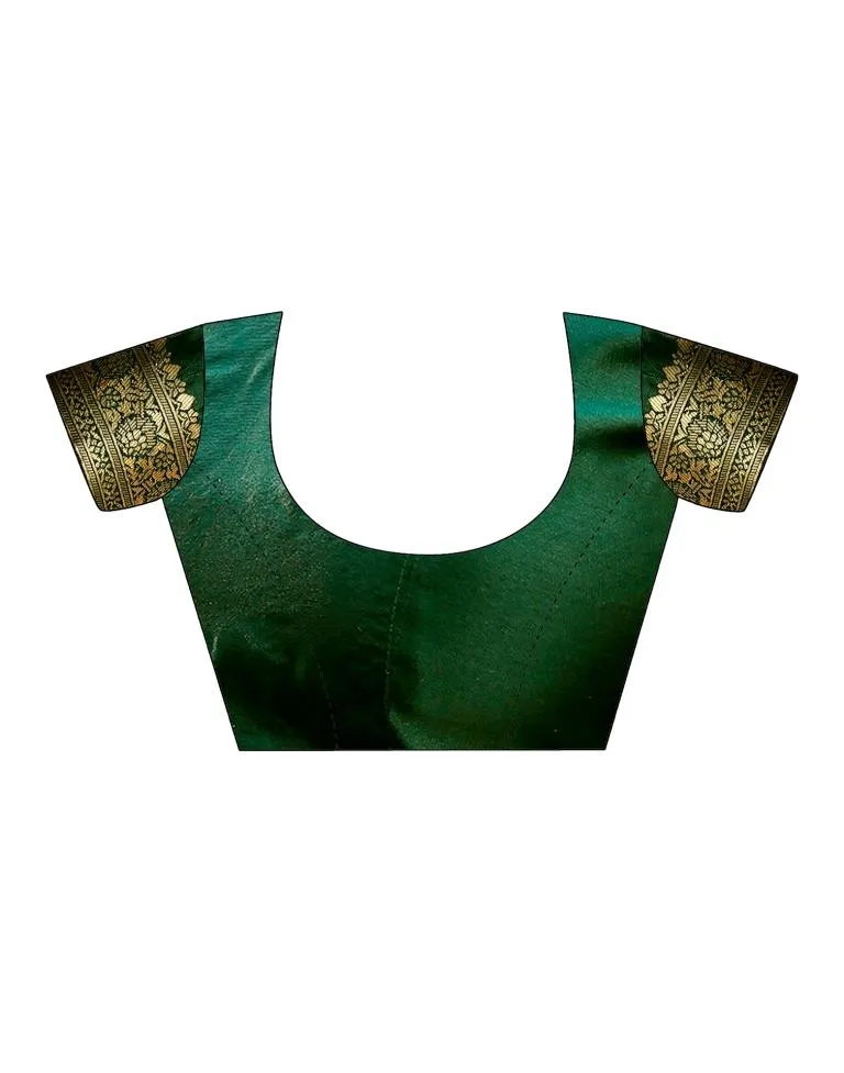 Dark Green Silk Plain Sarees