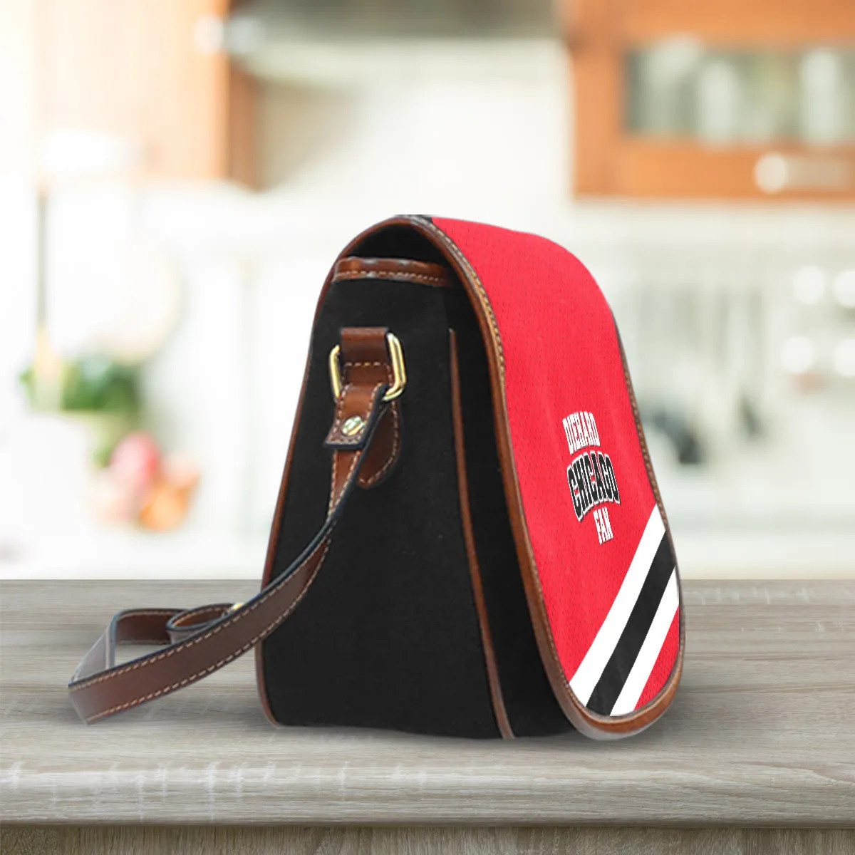 Diehard Chicago Fan Sports Leather Trim Saddle Bag