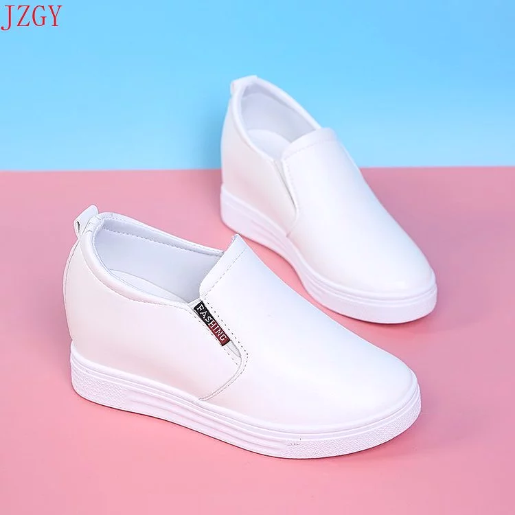 Easy Slip on white Shoes platform non-slip flat leather fashion casual shoes women's flat white shoes women's shoes