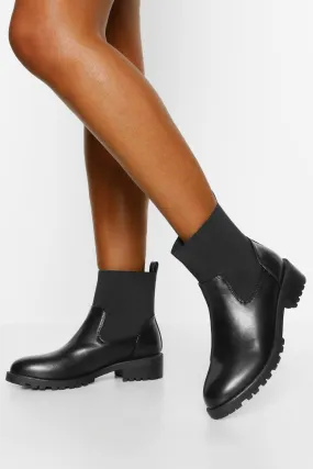 Elastic Gusset Chunky Chelsea Boots