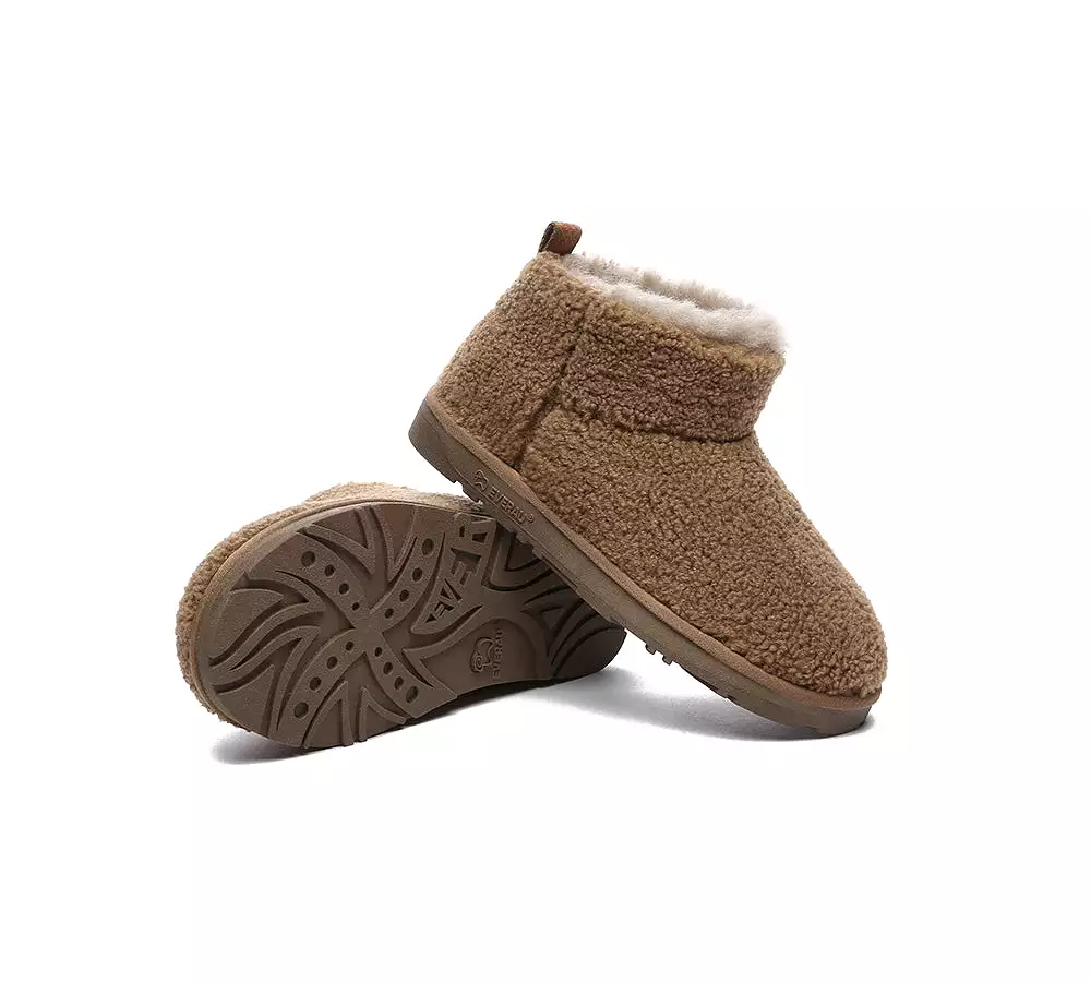 EVERAU UGG Sheepskin Wool Plush Ankle Boots Ultra Teddycozy