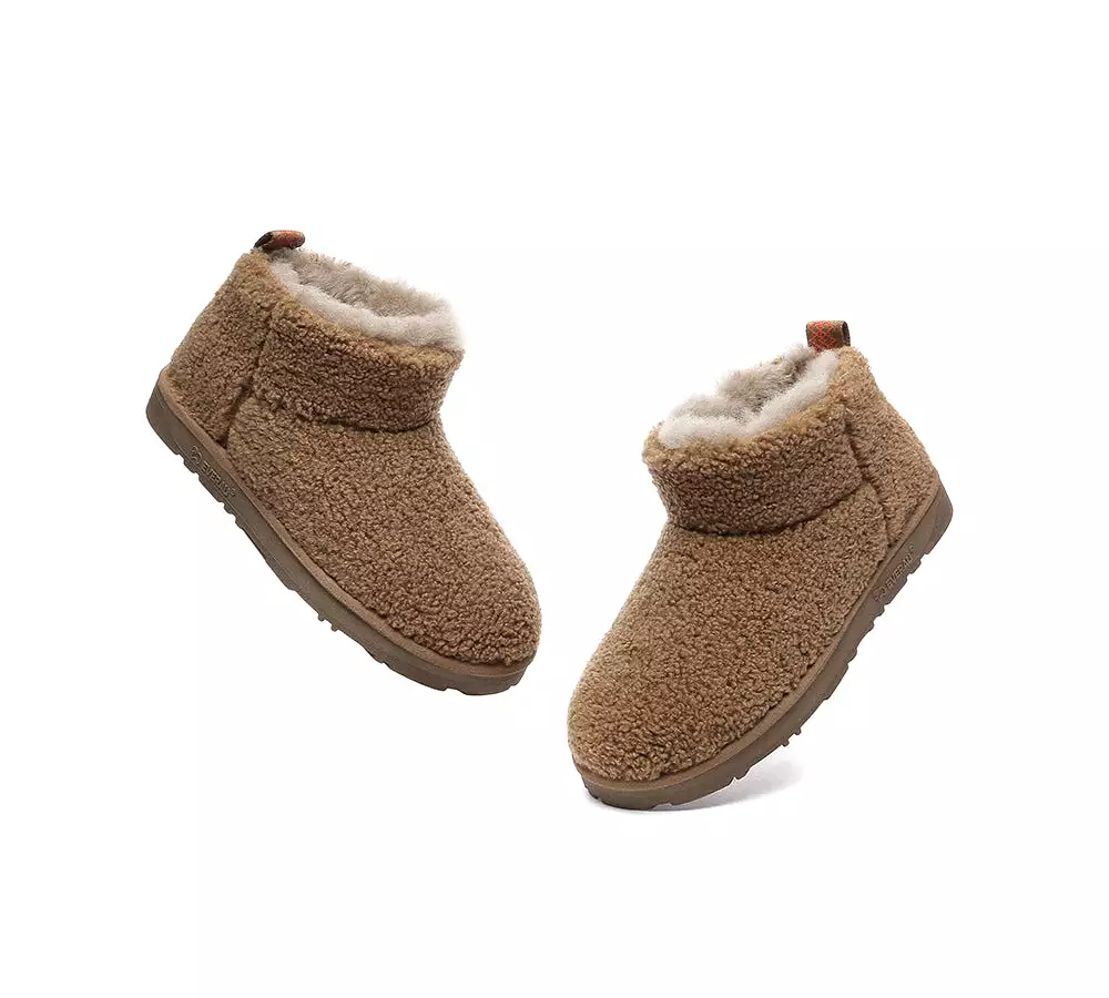 EVERAU UGG Sheepskin Wool Plush Ankle Boots Ultra Teddycozy