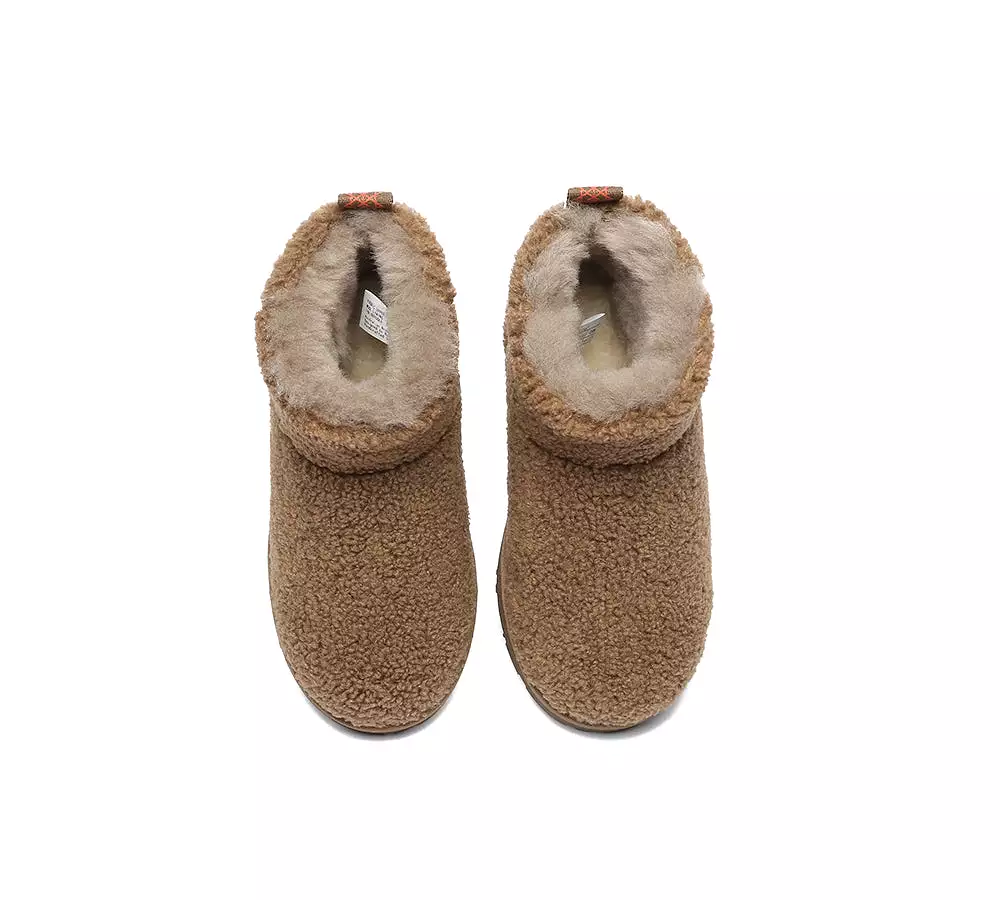 EVERAU UGG Sheepskin Wool Plush Ankle Boots Ultra Teddycozy