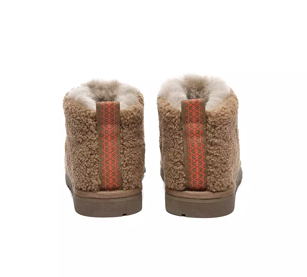 EVERAU UGG Sheepskin Wool Plush Ankle Boots Ultra Teddycozy