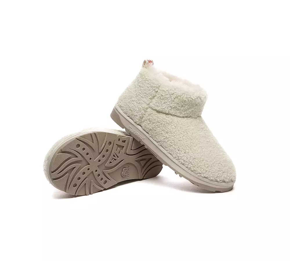 EVERAU UGG Sheepskin Wool Plush Ankle Boots Ultra Teddycozy