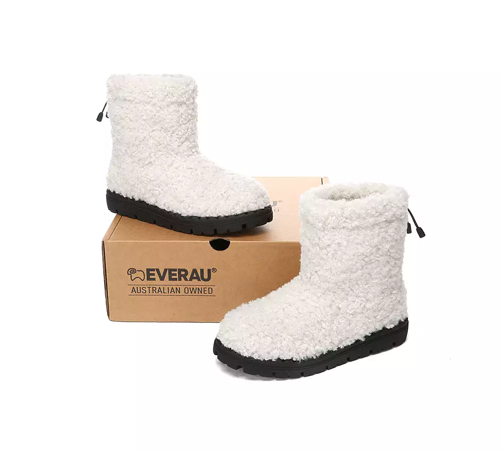 EVERAU UGG Sheepskin Wool Plush Drawstring Boots Peggy