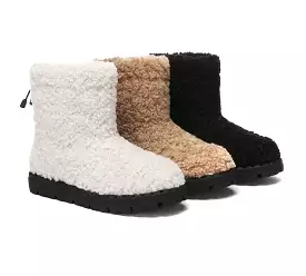 EVERAU UGG Sheepskin Wool Plush Drawstring Boots Peggy