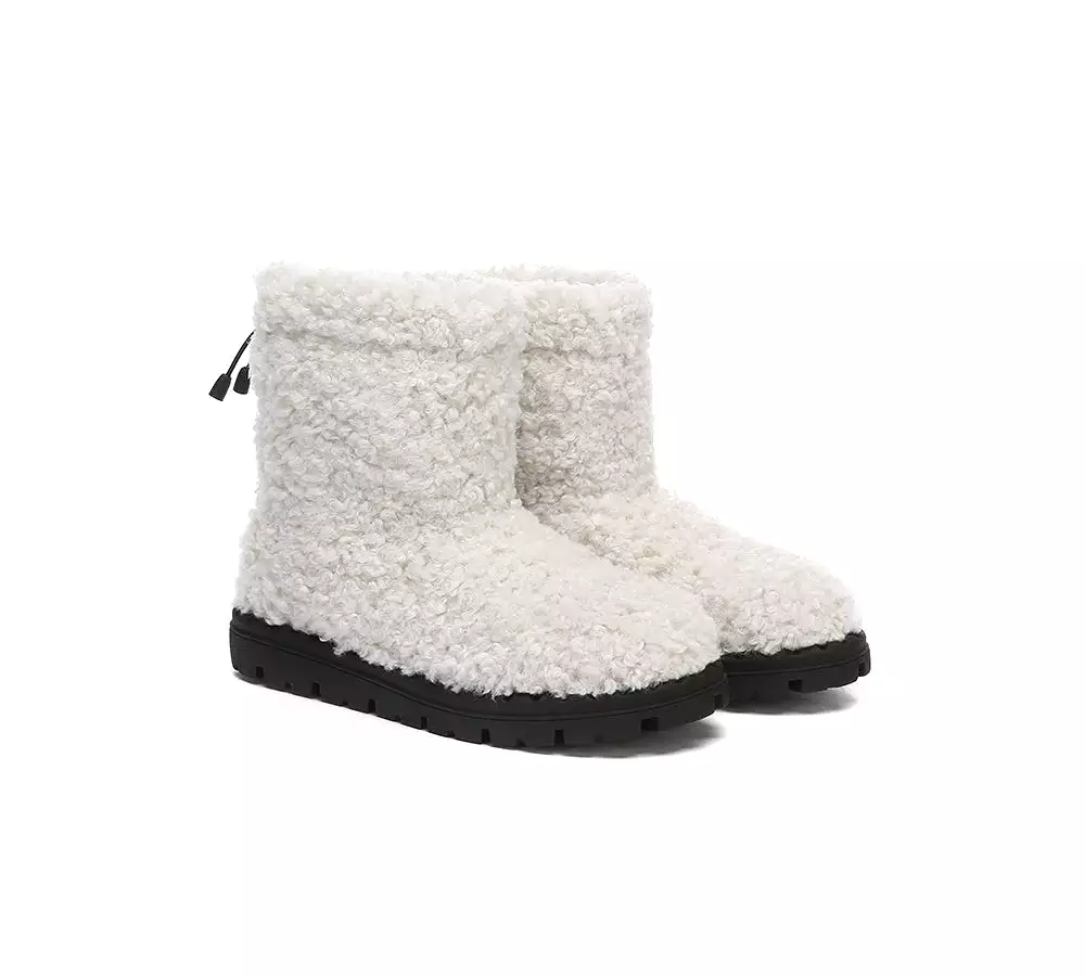 EVERAU UGG Sheepskin Wool Plush Drawstring Boots Peggy