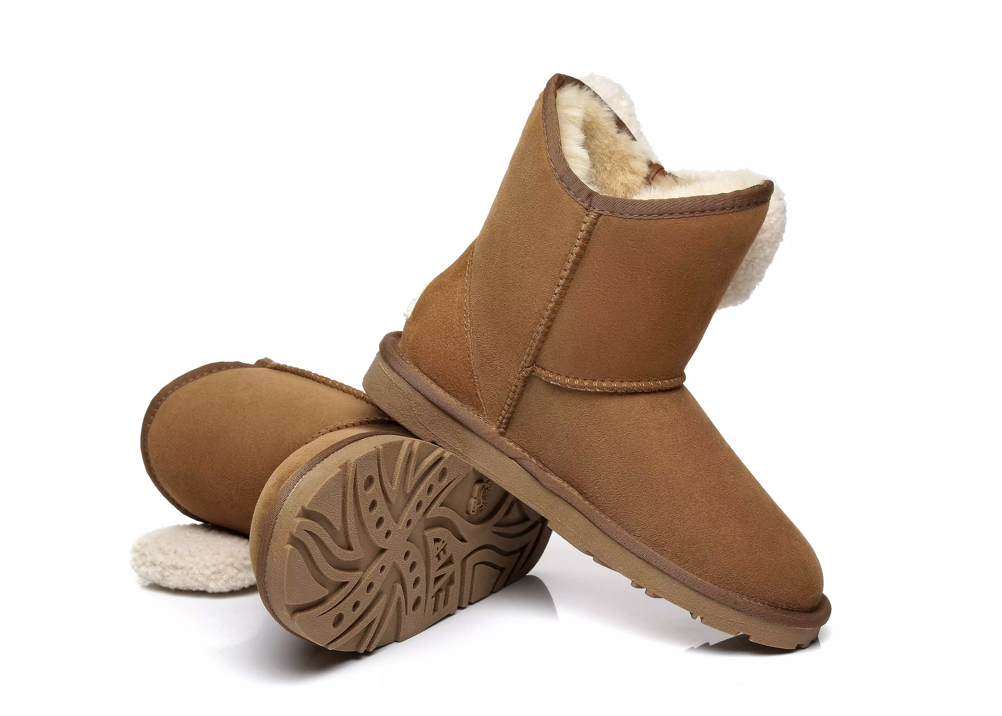 EVERAU Women Mini Sheepskin Boots With Bow Vela