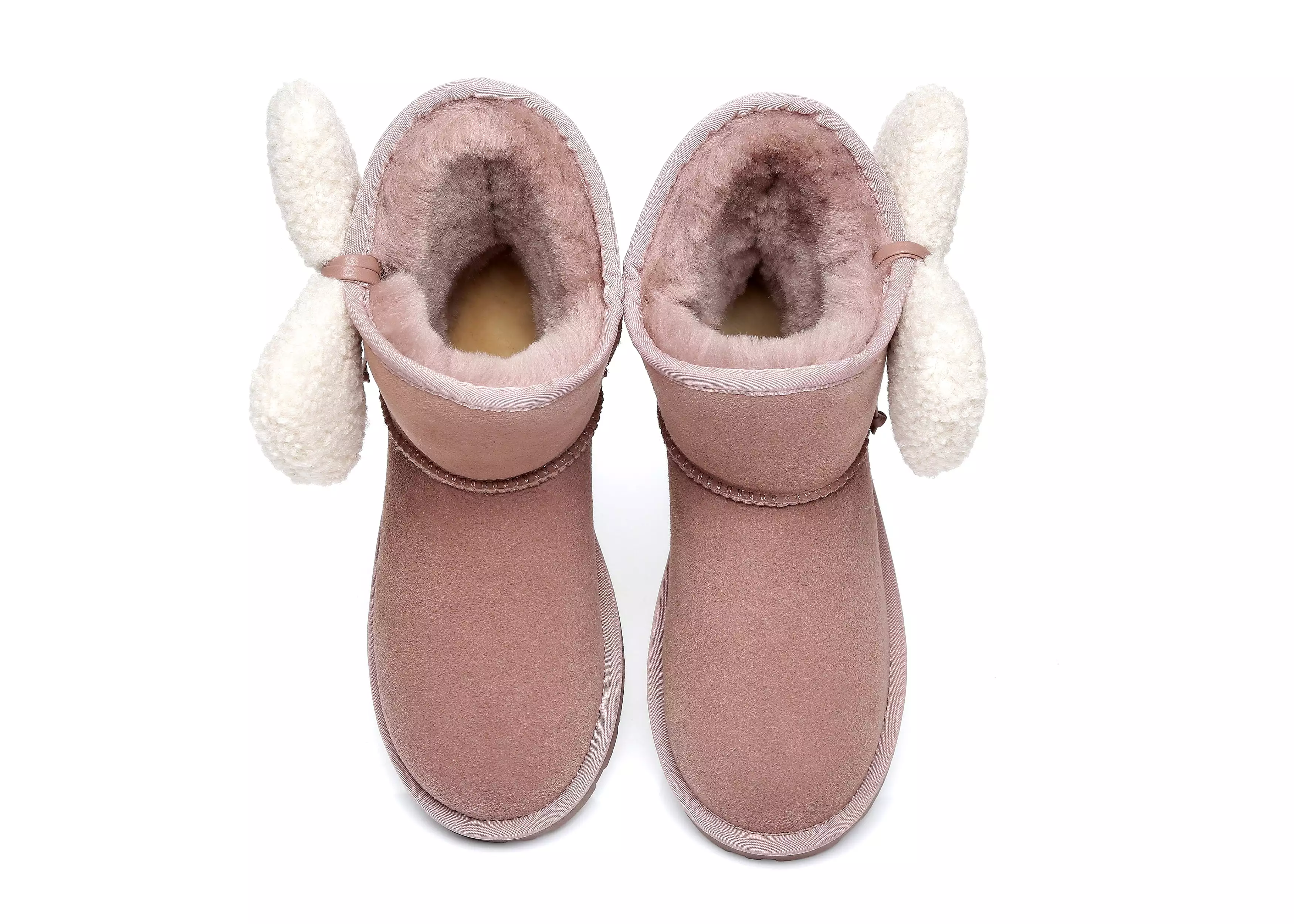 EVERAU Women Mini Sheepskin Boots With Bow Vela