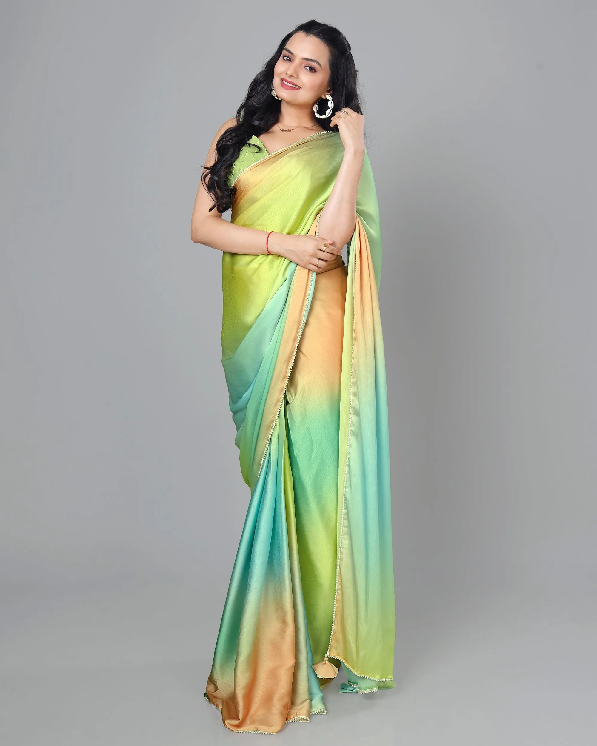 Exclusive Ombre Women's Designer Bollywood Pre-Draped Saree