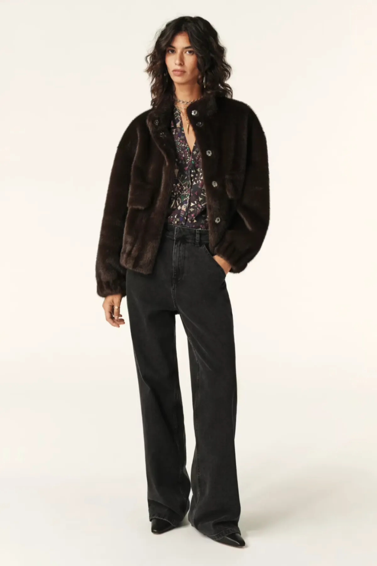 Faux Fur Paros Coat - Chocolate