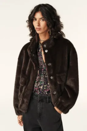 Faux Fur Paros Coat - Chocolate