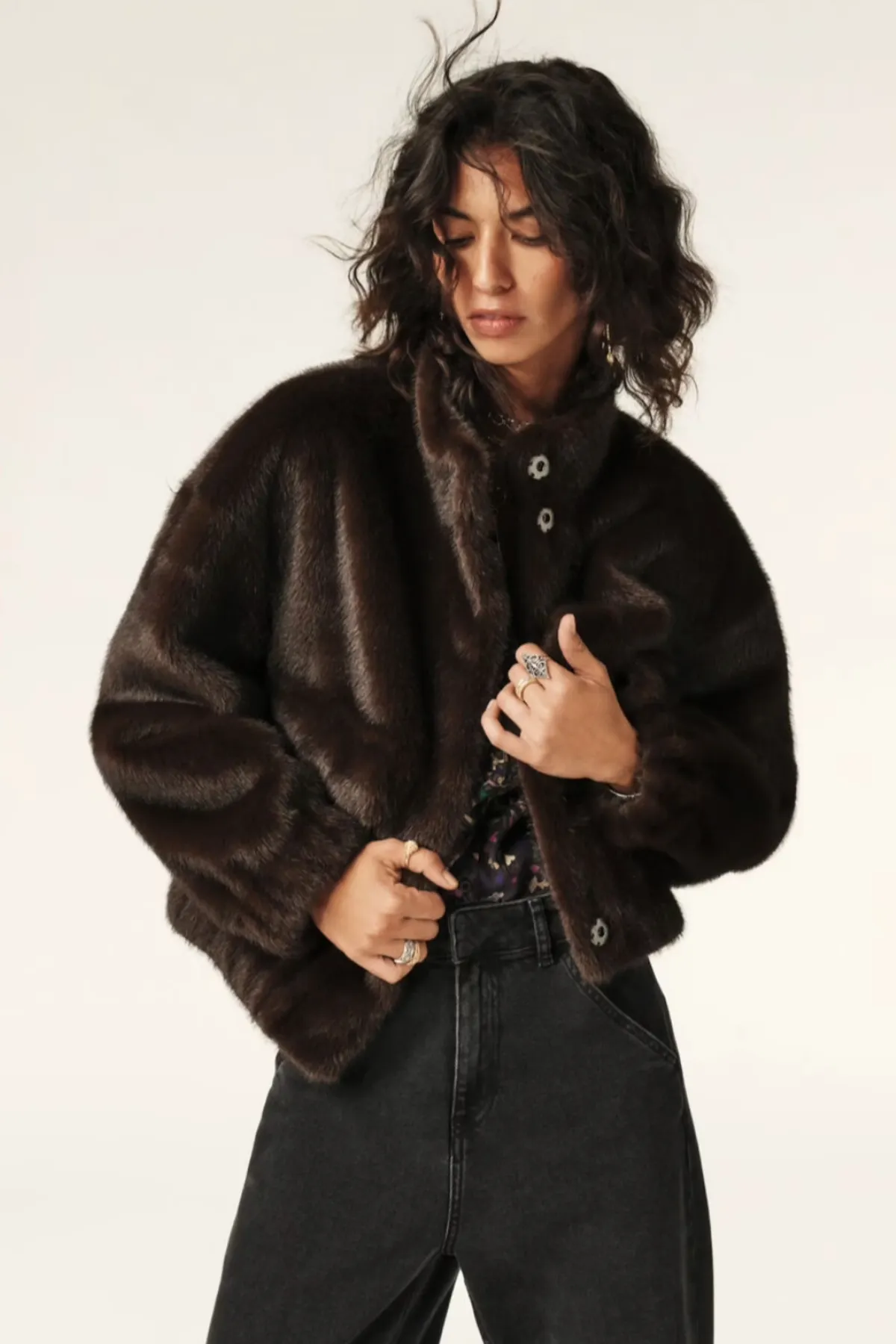 Faux Fur Paros Coat - Chocolate