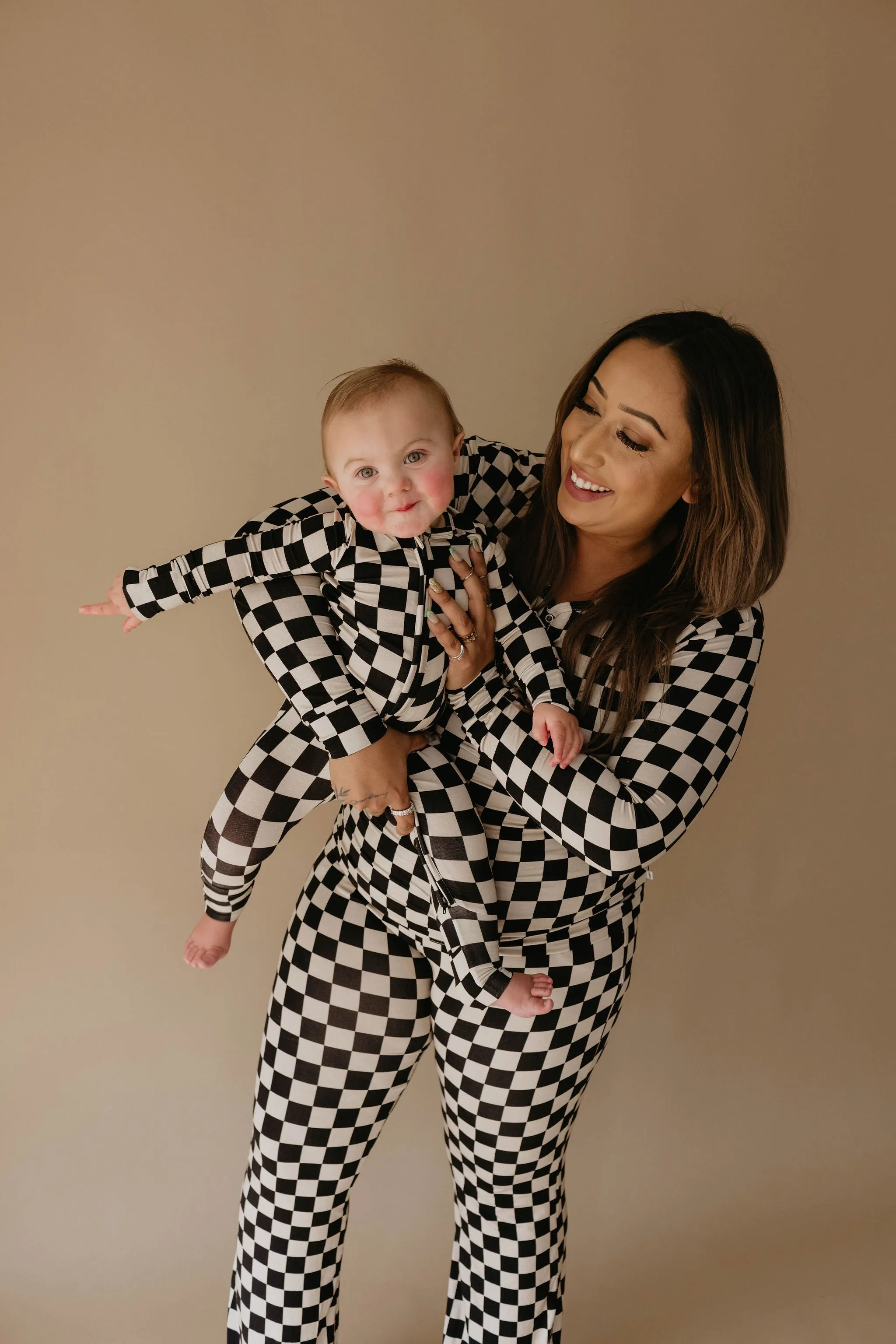 FOREVER FRENCH Black Checker | Bamboo Zip Pajamas (COLLECTIVE)