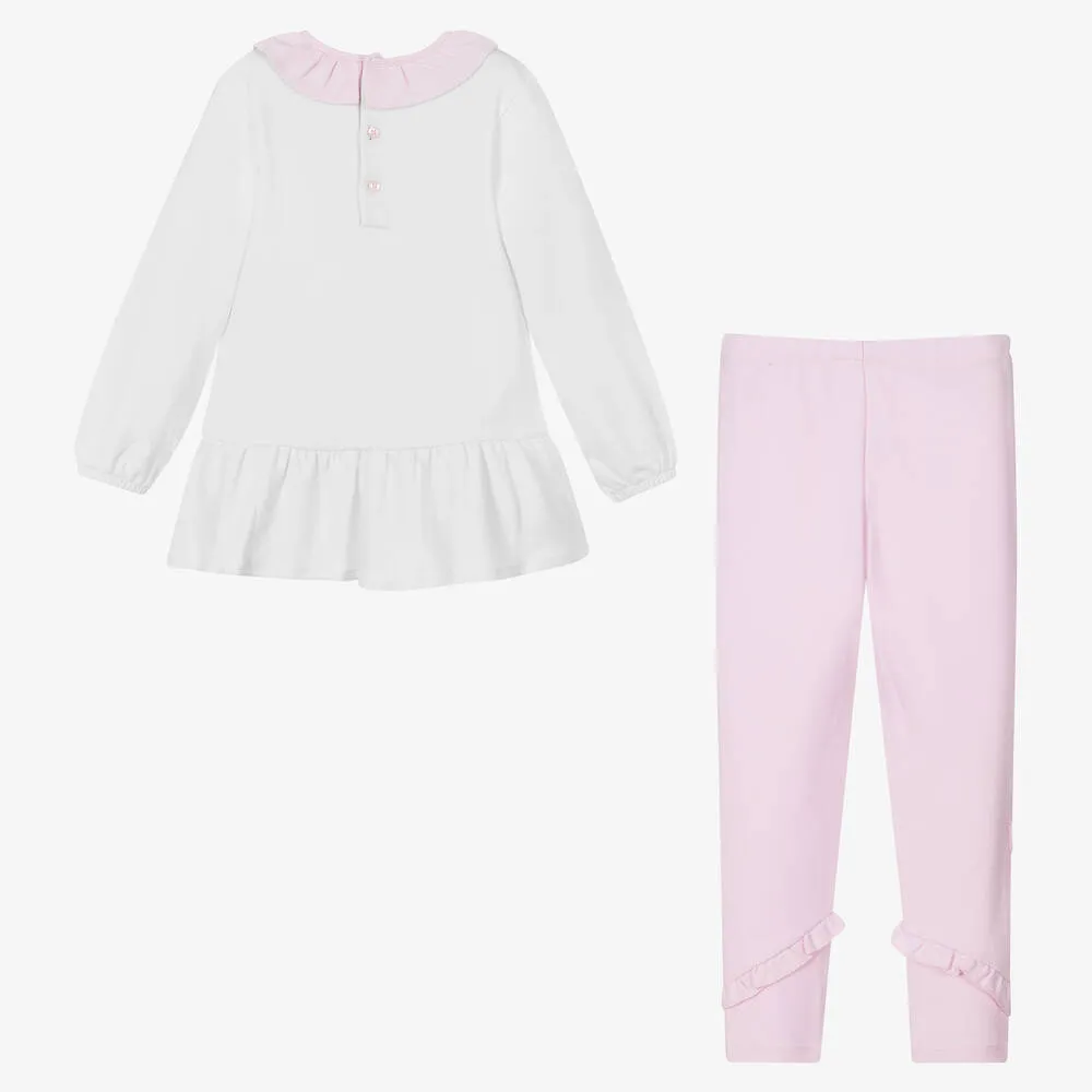 Girls Pink & White Leggings Set