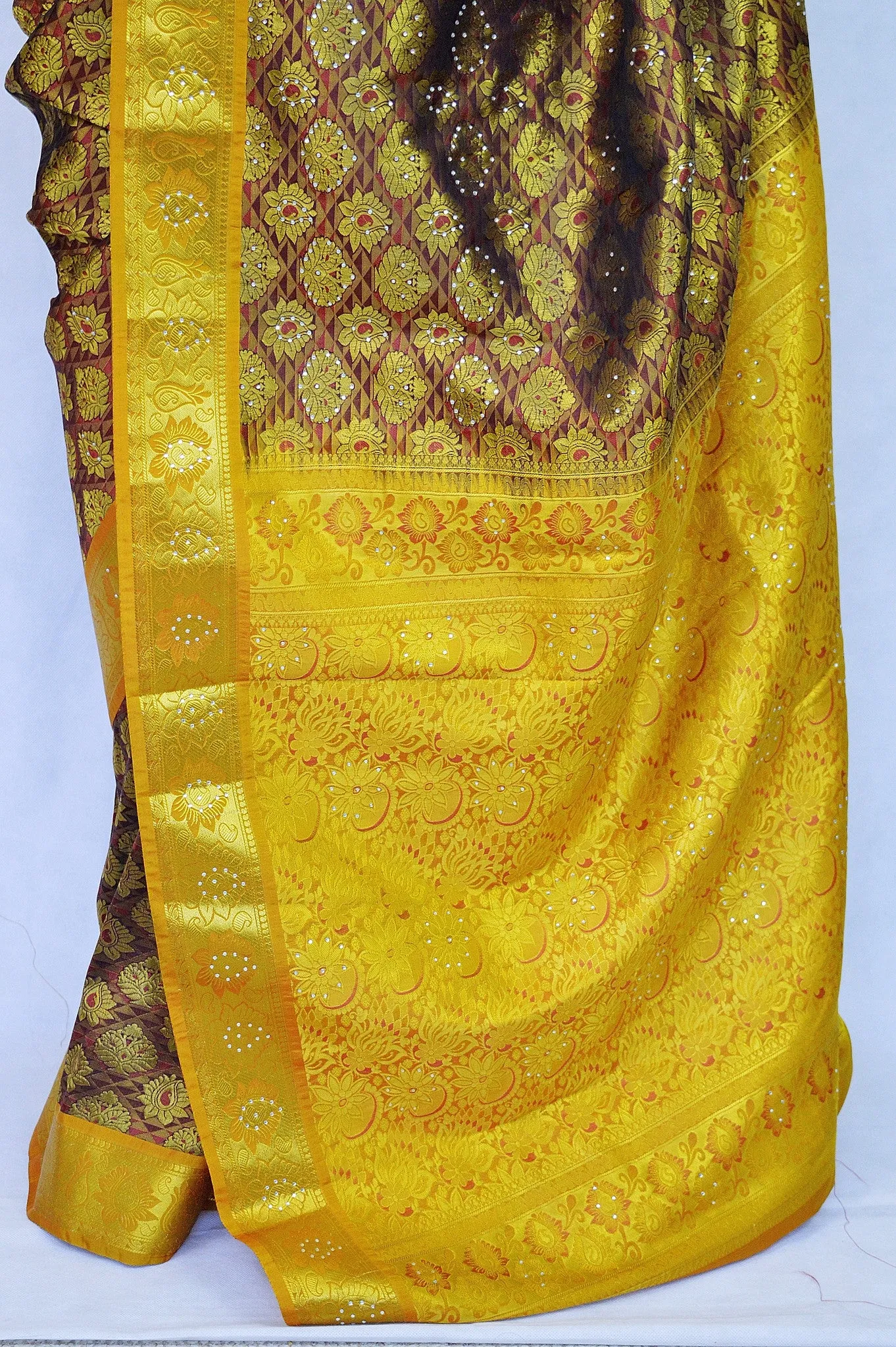 Gorgeous  Kanchipuram Silk Saree With Stones