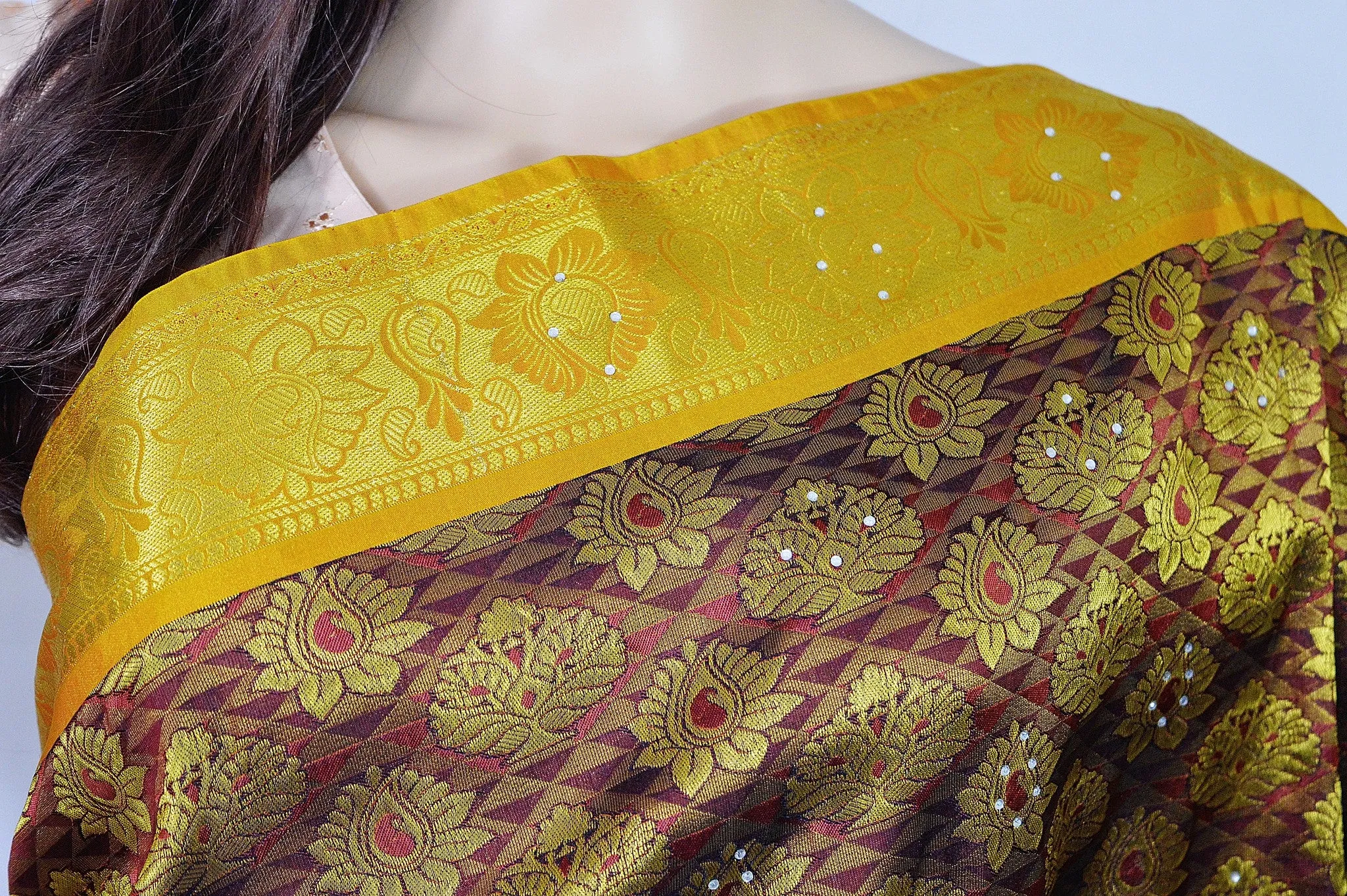 Gorgeous  Kanchipuram Silk Saree With Stones