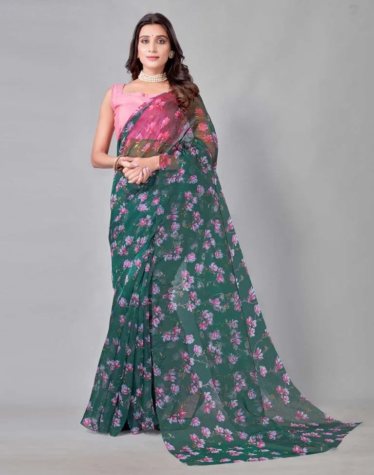 Green Organza Saree